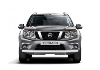 4 299 р. Защита переднего бампера (одинарная, Ø63 мм) Petroil Tuning Nissan Terrano D10 рестайлинг (2016-2022) (Серебристый (Искра))  с доставкой в г. Екатеринбург. Увеличить фотографию 3