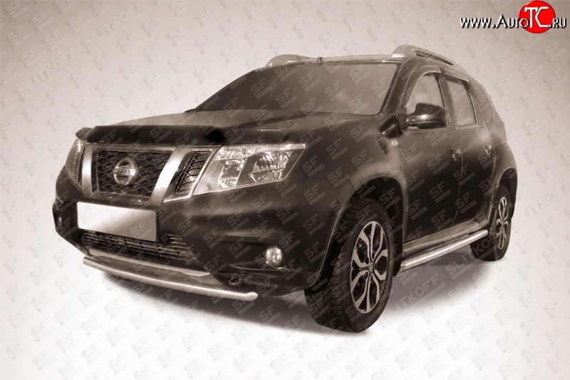 9 849 р. Одинарная защита переднего бампера диаметром 42 мм Slitkoff  Nissan Terrano  D10 (2013-2022) дорестайлинг, рестайлинг (Цвет: нержавеющая полированная сталь)  с доставкой в г. Екатеринбург