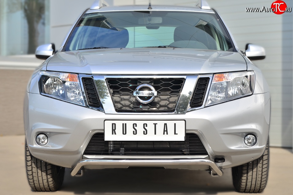 10 399 р. Защита переднего бампера (Ø42 мм волна, нержавейка) Russtal Nissan Terrano D10 рестайлинг (2016-2022)  с доставкой в г. Екатеринбург