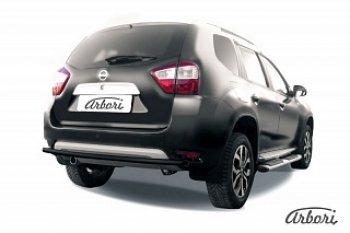 7 019 р. Защита заднего бампера Arbori (черная, 1 труба d42 mm). Nissan Terrano D10 дорестайлинг (2013-2016)  с доставкой в г. Екатеринбург. Увеличить фотографию 1