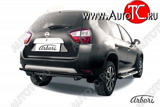 7 019 р. Защита заднего бампера Arbori (черная, 1 труба d42 mm).  Nissan Terrano  D10 (2013-2022) дорестайлинг, рестайлинг  с доставкой в г. Екатеринбург