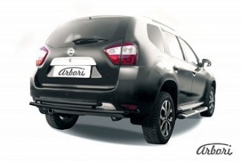 7 019 р. Защита заднего бампера Arbori (черная, 2 трубы d42 mm).  Nissan Terrano  D10 (2013-2022) дорестайлинг, рестайлинг  с доставкой в г. Екатеринбург. Увеличить фотографию 1