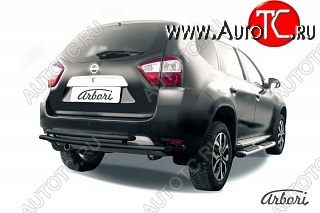 7 019 р. Защита заднего бампера Arbori (черная, 2 трубы d42 mm).  Nissan Terrano  D10 (2013-2022) дорестайлинг, рестайлинг  с доставкой в г. Екатеринбург