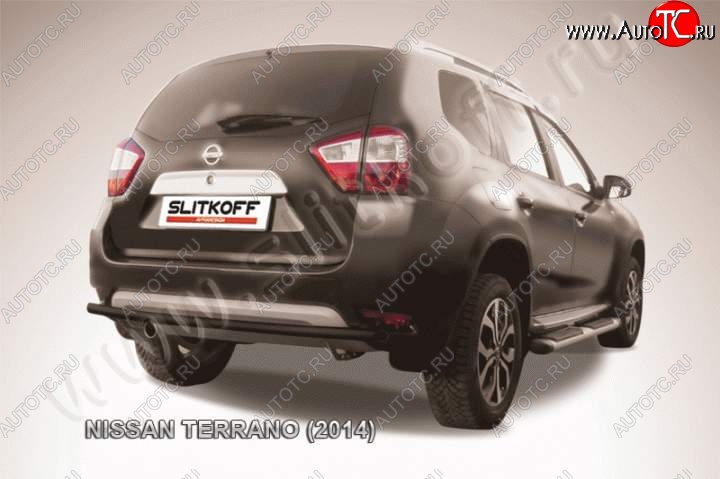 5 849 р. Защита задняя Slitkoff  Nissan Terrano  D10 (2013-2022) дорестайлинг, рестайлинг (Цвет: серебристый)  с доставкой в г. Екатеринбург