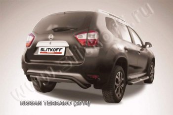 7 999 р. Защита задняя Slitkoff Nissan Terrano D10 дорестайлинг (2013-2016) (Цвет: серебристый)  с доставкой в г. Екатеринбург. Увеличить фотографию 1