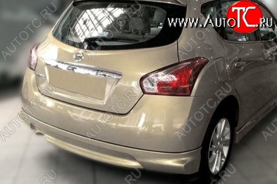 11 449 р. Накладка на задний бампер CT Nissan Tiida 2 хэтчбек C12 (2011-2019) (Неокрашенная)  с доставкой в г. Екатеринбург