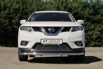 7 699 р. Накладка на решетку переднего бампера Petroil Tuning Nissan X-trail 3 T32 дорестайлинг (2013-2018) (Без парктроника)  с доставкой в г. Екатеринбург. Увеличить фотографию 4