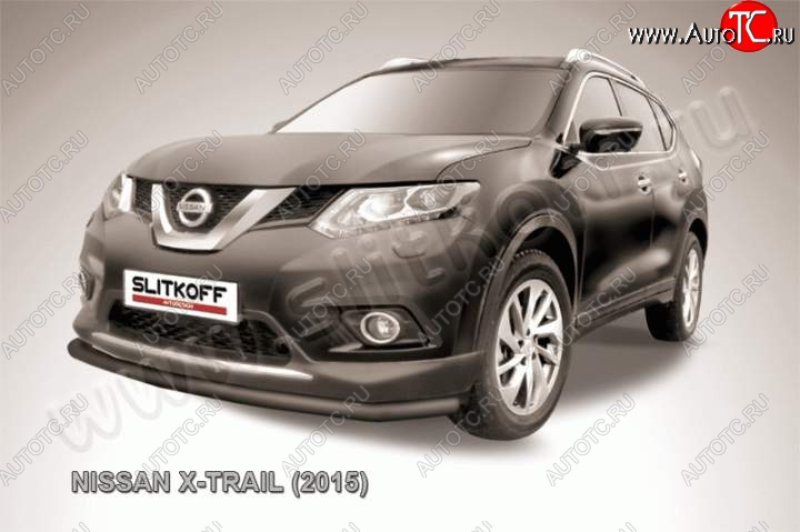 9 199 р. Защита переднего бампер Slitkoff  Nissan X-trail  3 T32 (2013-2018) дорестайлинг (Цвет: серебристый)  с доставкой в г. Екатеринбург