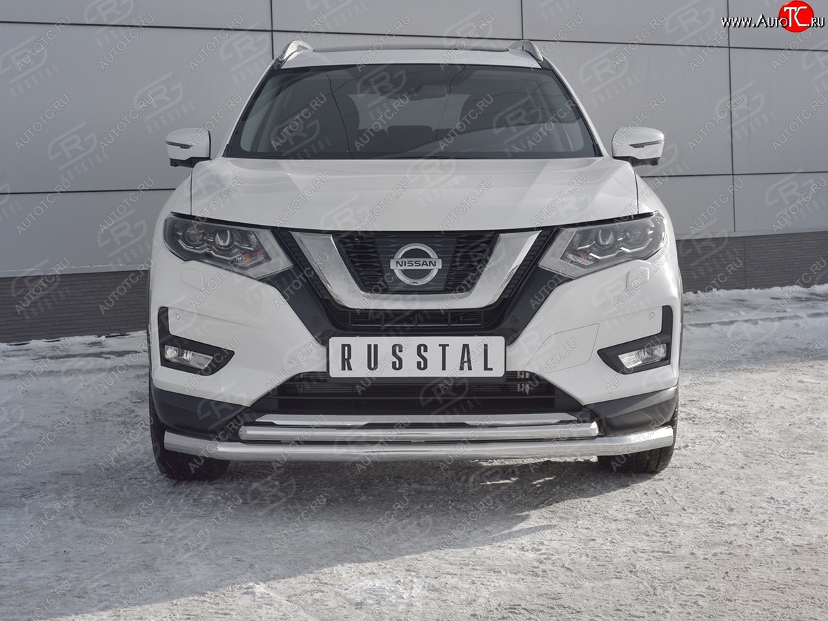 17 949 р. Защита переднего бампера (Ø63 и 42 мм)  Nissan X-trail  3 T32 (2013-2018) дорестайлинг  с доставкой в г. Екатеринбург