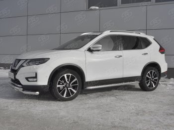 24 999 р. Защита переднего бампера (Ø63 мм с клыками, нержавейка) SLITKOFF Nissan X-trail 3 T32 дорестайлинг (2013-2018)  с доставкой в г. Екатеринбург. Увеличить фотографию 2