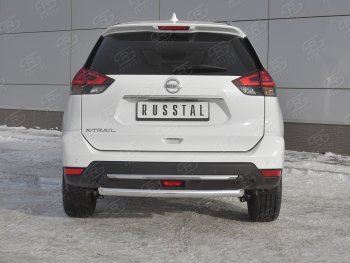 7 899 р. Защита заднего бампера (Ø63 мм, нержавейка) Russtal  Nissan X-trail  3 T32 (2017-2022) рестайлинг  с доставкой в г. Екатеринбург. Увеличить фотографию 1