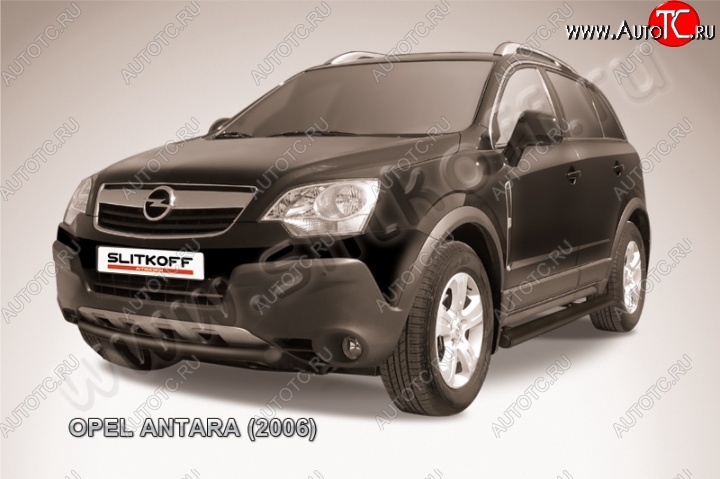 4 999 р. Защита переднего бампер Slitkoff  Opel Antara (2006-2010) (Цвет: серебристый)  с доставкой в г. Екатеринбург