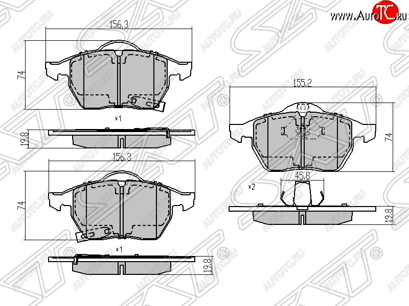 1 029 р. Колодки тормозные SAT (передние) Opel Astra H универсал рестайлинг (2007-2015)  с доставкой в г. Екатеринбург