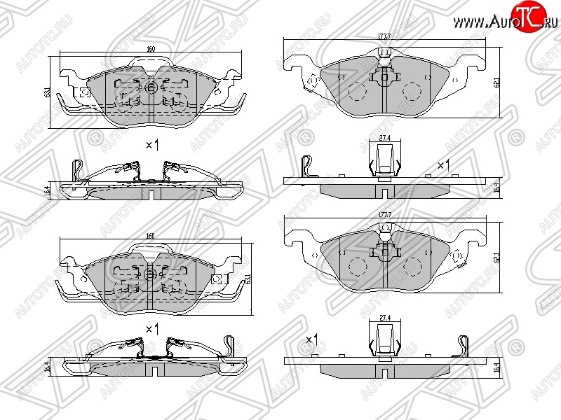 1 299 р. Колодки тормозные SAT (передние)  Opel Astra ( G,  H,  H GTC) - Zafira  A  с доставкой в г. Екатеринбург