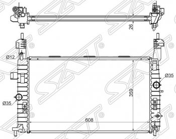 Радиатор двигателя (пластинчатый, 1.4/1.6/1.8, МКПП) SAT Opel Meriva A (2002-2010)