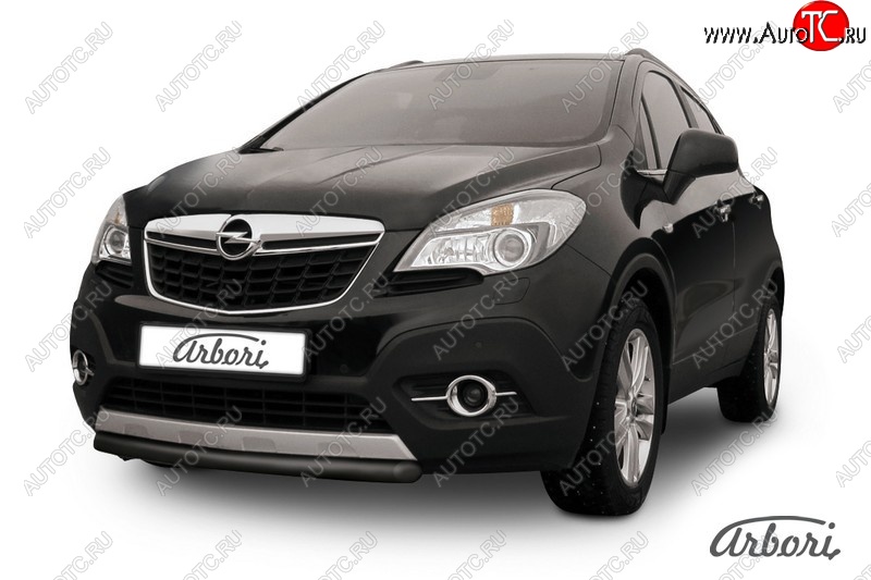 5 849 р. Защита переднего бампера Arbori (короткая, черная, 1 труба d57 mm). Opel Mokka  дорестайлинг (2012-2016)  с доставкой в г. Екатеринбург