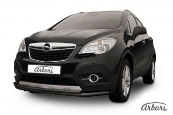 7 559 р. Защита переднего бампера Arbori (черная, 2 трубы d57 и 42 mm)  Opel Mokka (2012-2016)  дорестайлинг  с доставкой в г. Екатеринбург. Увеличить фотографию 1