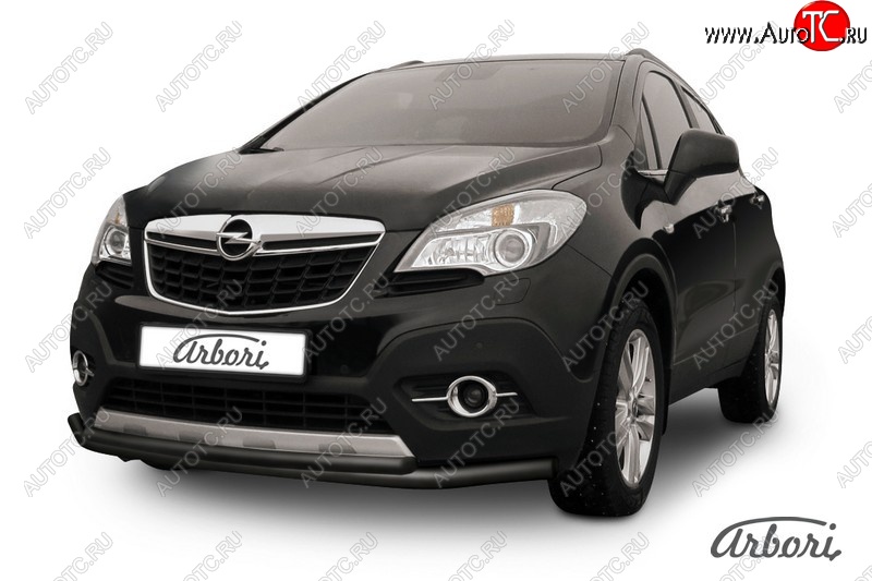 7 559 р. Защита переднего бампера Arbori (черная, 2 трубы d57 и 42 mm) Opel Mokka  дорестайлинг (2012-2016)  с доставкой в г. Екатеринбург