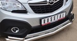 16 999 р. Защита переднего бампера (2 трубыØ63 и 42 мм, нержавейка) Russtal Opel Mokka  дорестайлинг (2012-2016)  с доставкой в г. Екатеринбург. Увеличить фотографию 2