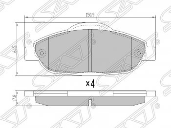 Колодки тормозные SAT (передние) Peugeot 308 T9 универсал дорестайлинг (2014-2017)