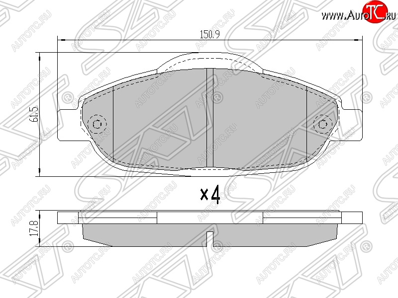 1 099 р. Колодки тормозные SAT (передние) Peugeot 308 T9 универсал дорестайлинг (2014-2017)  с доставкой в г. Екатеринбург