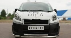 Защита переднего бампера (2 трубыØ63 и 42 мм, нержавейка) Russtal Peugeot Expert (2007-2012)