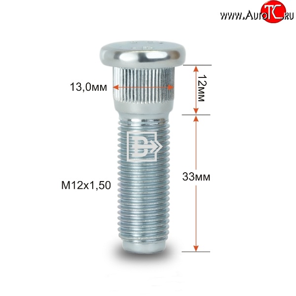 188 р. Забивная шпилька 33 мм ступицы Вектор M12 1.5 33 Chery M11 A3 седан (2010-2016)