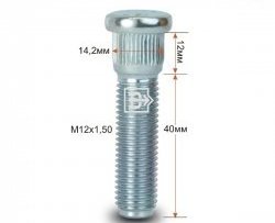 Забивная шпилька 40 мм ступицы Вектор M12x1.5x40 ЗАЗ Chance хэтчбэк (2009-2017) 