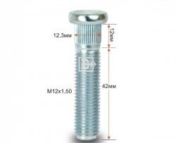 Забивная шпилька 42 мм ступицы Вектор M12x1.5x42 ЗАЗ Chance хэтчбэк (2009-2017) 