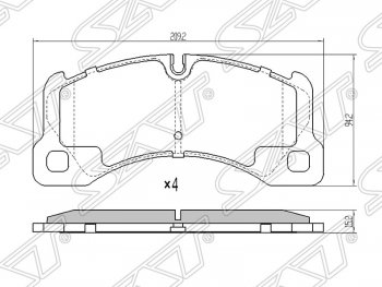 2 259 р. Колодки тормозные SAT (передние)  Porsche Cayenne ( 955,  957,  958) (2002-2014), Porsche Panamera  970 (2009-2013), Volkswagen Touareg ( GP,  NF) (2002-2014)  с доставкой в г. Екатеринбург. Увеличить фотографию 1