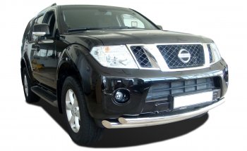 7 549 р. Двойная защита переднего бампера из труб диаметрами по 63 мм Petroil Tuning Nissan Pathfinder R51 дорестайлинг (2004-2007)  с доставкой в г. Екатеринбург. Увеличить фотографию 1