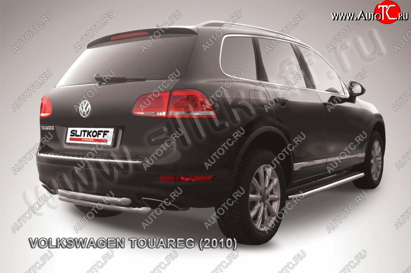 7 749 р. Защита задняя Slitkoff  Volkswagen Touareg  NF (2010-2014) дорестайлинг (Цвет: серебристый)  с доставкой в г. Екатеринбург