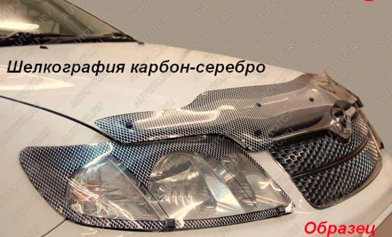 2 699 р. Дефлектор капота CA-Plastic (exclusive)  Toyota RAV4  XA30 (2008-2010) 5 дв. 1-ый рестайлинг, 5 дв. удлиненный 1-ый рестайлинг (серия Шелкография карбон серебро)  с доставкой в г. Екатеринбург