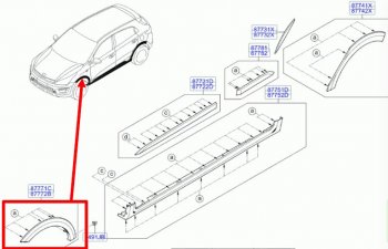 1 759 р. Накладка арки переднего левого крыла BodyParts  KIA Rio  X-line (2017-2021)  с доставкой в г. Екатеринбург. Увеличить фотографию 1