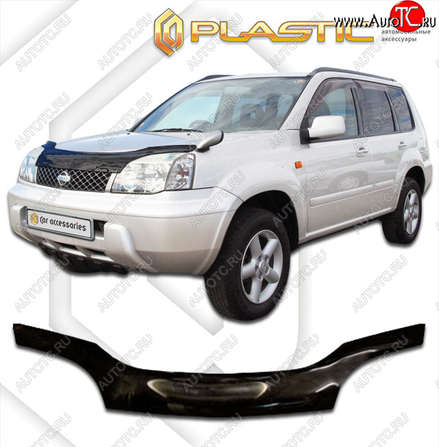 1 999 р. Дефлектор капота CA-Plastiс  Nissan X-trail  1 T30 (2000-2007) дорестайлинг, рестайлинг (classic черный, Без надписи)  с доставкой в г. Екатеринбург