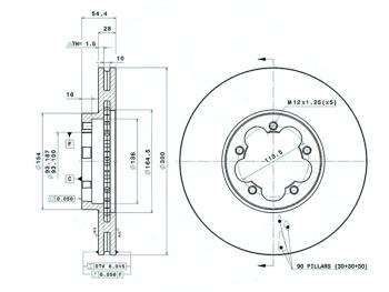 2 999 р. Передний тормозной диск (вентилируемый, 300 мм) SAT Ford Transit цельнометаллический фургон (2006-2014)  с доставкой в г. Екатеринбург. Увеличить фотографию 1