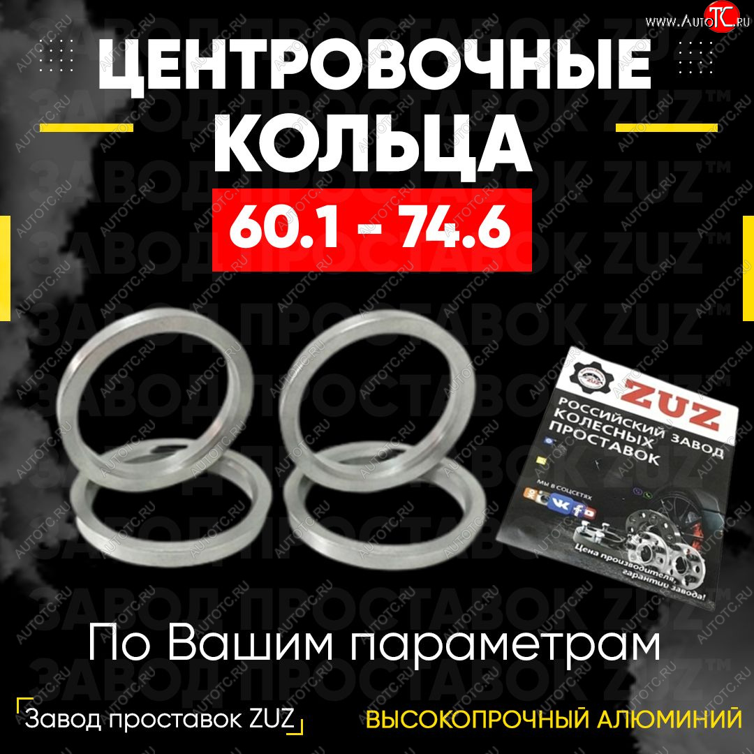 1 199 р. Алюминиевое центровочное кольцо (4 шт) ЗУЗ 60.1 x 74.6    с доставкой в г. Екатеринбург