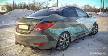 1 799 р. Диффузор заднего бампера TopKontur Design Hyundai Solaris RBr седан рестайлинг (2014-2017) (Неокрашенный)  с доставкой в г. Екатеринбург. Увеличить фотографию 2