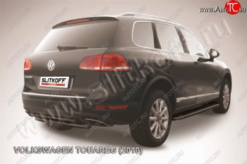 7 749 р. Защита задняя Slitkoff Volkswagen Touareg NF дорестайлинг (2010-2014) (Цвет: черный)  с доставкой в г. Екатеринбург. Увеличить фотографию 1