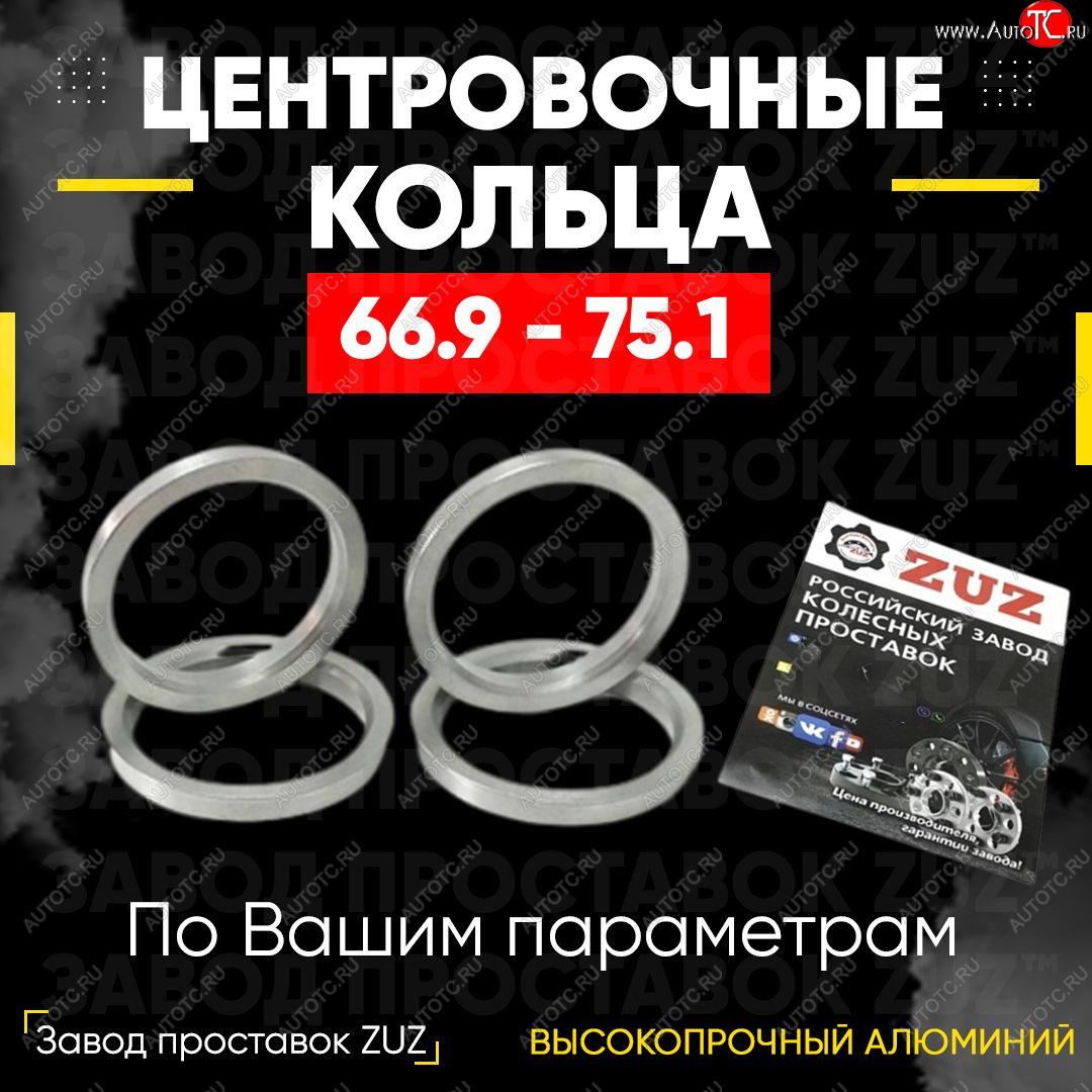 1 269 р. Алюминиевое центровочное кольцо (4 шт) ЗУЗ 66.9 x 75.1  Cadillac SRX, XT4, XT6 (C1TL), Chevrolet Equinox, Traverse, Mercury Mariner (1,  2), SAAB 9-4, 9-5 (YS3G)  с доставкой в г. Екатеринбург