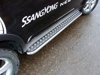 Пороги с площадкой 42,4 мм ТСС Тюнинг SSANGYONG (Ссан) Actyon (Актион) (2013-2021) рестайлинг  (серые)