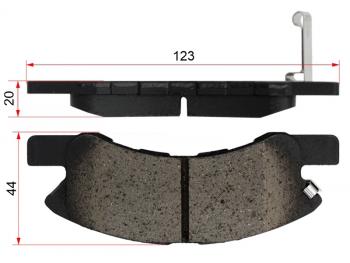 Колодки тормозные перед (123х44х20 мм) SAT Mitsubishi Minica H4 хэтчбэк 5 дв. дорестайлинг (1998-2000)