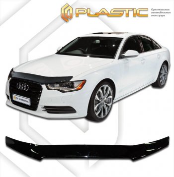 1 839 р. Дефлектор капота CA-Plastic  Audi A6  C7 (2010-2018) дорестайлинг, седан, рестайлинг, седан (classic черный, без надписи)  с доставкой в г. Екатеринбург. Увеличить фотографию 1