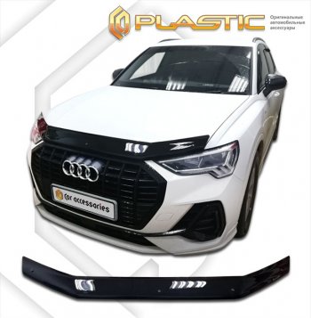 1 759 р. Дефлектор капота CA-Plastic  Audi Q3  F3 (2018-2022) (classic черный, без надписи)  с доставкой в г. Екатеринбург. Увеличить фотографию 1