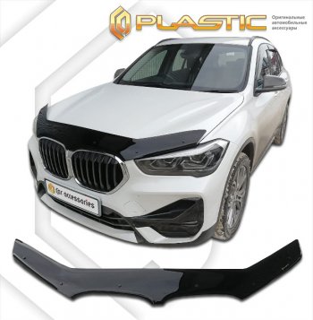 2 079 р. Дефлектор капота CA-Plastic BMW X1 F48 дорестайлинг (2015-2019) (classic черный, без надписи)  с доставкой в г. Екатеринбург. Увеличить фотографию 1