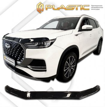 1 839 р. Дефлектор капота CA-Plastic  Chery Tiggo 8 PRO MAX (2021-2024) дорестайлинг, рестайлинг (classic черный, без надписи)  с доставкой в г. Екатеринбург. Увеличить фотографию 1