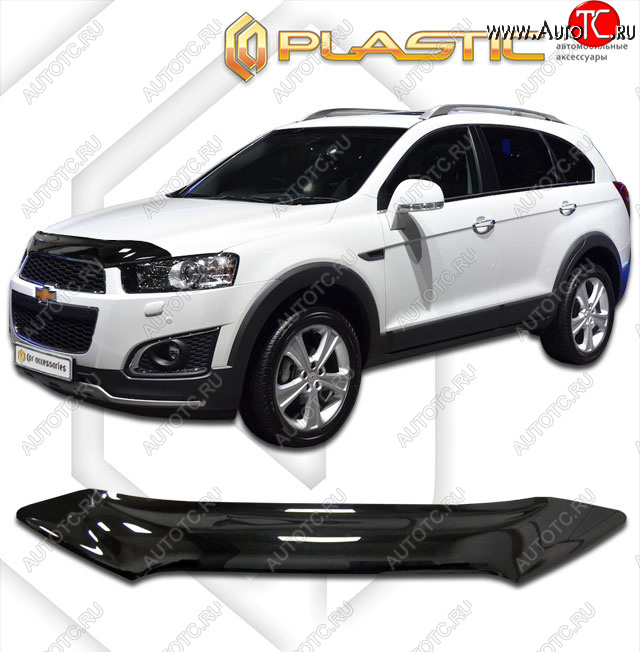 1 839 р. Дефлектор капота CA-Plastic  Chevrolet Captiva (2011-2016) 1-ый рестайлинг, 2-ой рестайлинг (classic черный, без надписи)  с доставкой в г. Екатеринбург