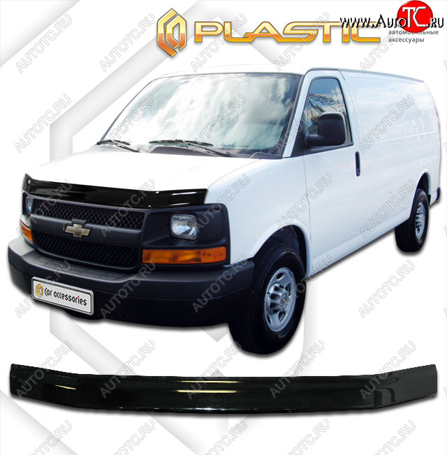 1 839 р. Дефлектор капота CA-Plastic  Chevrolet Express  GMT610 (2002-2014) рестайлинг (classic черный, без надписи)  с доставкой в г. Екатеринбург