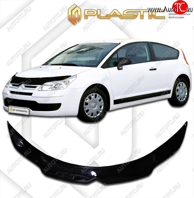 2 079 р. Дефлектор капота CA-Plastic  CITROEN C4 (2008-2011)  рестайлинг, хэтчбэк 3 дв.,  рестайлинг, хэтчбэк 5 дв. (classic черный, без надписи)  с доставкой в г. Екатеринбург