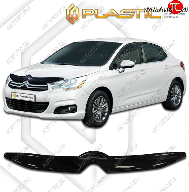 1 759 р. Дефлектор капота CA-Plastic  CITROEN C4  B7 (2013-2022) седан дорестайлинг, седан рестайлинг (classic черный, без надписи)  с доставкой в г. Екатеринбург